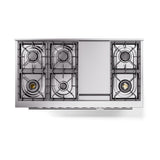 ILVE 48-inch Professional Plus II Natural Gas Dual Fuel Range with 8 Burners, Griddle, and Solid Door Oven in Stainless Steel (UP48FQMPSS)