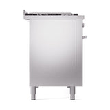 ILVE 48-inch Professional Plus II Natural Gas Dual Fuel Range with 8 Burners, Griddle, and Solid Door Oven in Stainless Steel (UP48FQMPSS)