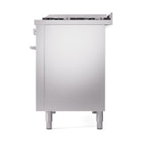 ILVE 48-inch Professional Plus II Natural Gas Dual Fuel Range with 8 Burners, Griddle, and Solid Door Oven in Stainless Steel (UP48FQMPSS)
