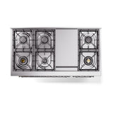 ILVE 48-Inch Nostalgie II Propane Gas Dual Fuel Range with 8 Burners, Griddle, and Solid Door Oven in Antique White with Chrome Trim (UP48FQNMPAWCLP)