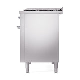 ILVE 48-Inch Nostalgie II Propane Gas Dual Fuel Range with 8 Burners, Griddle, and Solid Door Oven in Stainless Steel with Chrome Trim (UP48FQNMPSSCLP)