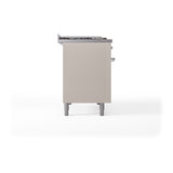 ILVE Nostalgie II 48-Inch Natural Gas Dual Fuel Range with 5 Burners, Griddle, & French Top with Triple Glass Door Oven in Antique White with Chrome Trim (UP48FSNMPAWC)
