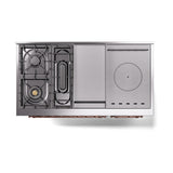 ILVE Nostalgie II 48-Inch Natural Gas Dual Fuel Range with 5 Burners, Griddle, & French Top with Triple Glass Door Oven in Emerald Green with Copper Trim (UP48FSNMPEGP)