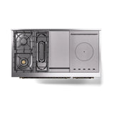 ILVE Nostalgie II Noblesse 48-Inch Natural Gas Dual Fuel Range with 5 Burners, Griddle, & French Top with Triple Glass Door Oven in Blue Grey with Bronze Trim (UN48FSNMPBGB)