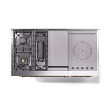 ILVE Nostalgie II Noblesse 48-Inch Natural Gas Dual Fuel Range with 5 Burners, Griddle, & French Top with Triple Glass Door Oven in Blue Grey with Brass Trim (UN48FSNMPBGG)