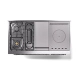 ILVE Nostalgie II Noblesse 48-Inch Natural Gas Dual Fuel Range with 5 Burners, Griddle, & French Top with Triple Glass Door Oven in Glossy Black with Chrome Trim (UN48FSNMPBKC)