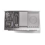 ILVE Professional Plus II 48-inch Natural Gas Dual Fuel Range with 5 Burners, Griddle, & French Top with Solid Door Oven in Blue Grey (UP48FSQMPBG)