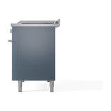 ILVE Professional Plus II 48-inch Natural Gas Dual Fuel Range with 5 Burners, Griddle, & French Top with Solid Door Oven in Blue Grey (UP48FSQMPBG)