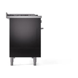 ILVE Professional Plus II 48-inch Propane Gas Dual Fuel Range with 5 Burners, Griddle, & French Top with Solid Door Oven in Glossy Black (UP48FSQMPBKLP)