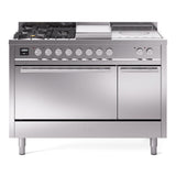 ILVE Professional Plus II 48-inch Propane Gas Dual Fuel Range with 5 Burners, Griddle, & French Top with Solid Door Oven in Stainless Steel (UP48FSQMPSSLP)