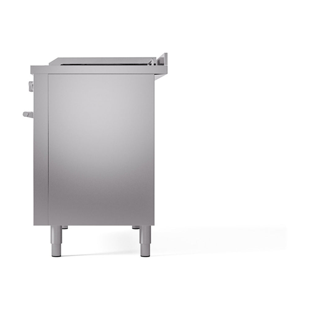 ILVE Professional Plus II 48-inch Propane Gas Dual Fuel Range with 5 Burners, Griddle, & French Top with Solid Door Oven in Stainless Steel (UP48FSQMPSSLP)