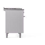 ILVE Professional Plus II 48-inch Natural Gas Dual Fuel Range with 5 Burners, Griddle, & French Top with Solid Door Oven in White (UP48FSQMPWH)
