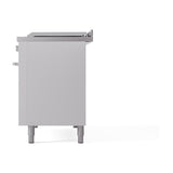 ILVE Professional Plus II 48-inch Natural Gas Dual Fuel Range with 5 Burners, Griddle, & French Top with Solid Door Oven in White (UP48FSQMPWH)
