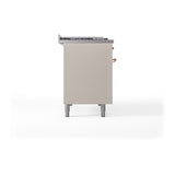 ILVE Nostalgie II 48-Inch Natural Gas Dual Fuel Range with 5 Burners, Griddle, & French Top, with Solid Door Oven in Antique White with Copper Trim (UP48FSQNMPAWP)