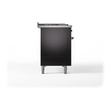 ILVE Nostalgie II 48-Inch Propane Gas Dual Fuel Range with 5 Burners, Griddle, & French Top, with Solid Door Oven in Glossy Black with Bronze Trim (UP48FSQNMPBKBLP)