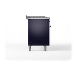 ILVE Nostalgie II 48-Inch Propane Gas Dual Fuel Range with 5 Burners, Griddle, & French Top, with Solid Door Oven in Midnight Blue with Copper Trim (UP48FSQNMPMBPLP)