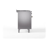 ILVE Nostalgie II 48-Inch Natural Gas Dual Fuel Range with 5 Burners, Griddle, & French Top, with Solid Door Oven in Stainless Steel with Bronze Trim (UP48FSQNMPSSB)