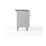 ILVE Nostalgie II 48-Inch Propane Gas Dual Fuel Range with 5 Burners, Griddle, & French Top, with Solid Door Oven in White with Copper Trim (UP48FSQNMPWHPLP)