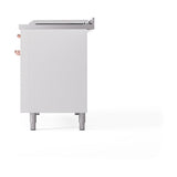 ILVE Nostalgie II 48-Inch Propane Gas Dual Fuel Range with 5 Burners, Griddle, & French Top, with Solid Door Oven in White with Copper Trim (UP48FSQNMPWHPLP)