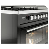 ILVE 48-inch Professional Plus II Propane Gas Dual Fuel Range with 5 Burners, Griddle, French Top, and Triple Glass Door Oven in Glossy Black (UP48FSWMPBKLP)