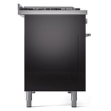 ILVE 48-inch Professional Plus II Propane Gas Dual Fuel Range with 5 Burners, Griddle, French Top, and Triple Glass Door Oven in Glossy Black (UP48FSWMPBKLP)