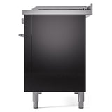 ILVE 48-inch Professional Plus II Propane Gas Dual Fuel Range with 5 Burners, Griddle, French Top, and Triple Glass Door Oven in Glossy Black (UP48FSWMPBKLP)