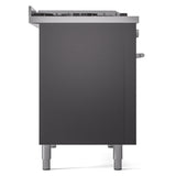ILVE Professional Plus II 48-inch Natural Gas Dual Fuel Range with 5 Burners, Griddle, & French Top with Triple Glass Door Oven in Matte Graphite (UP48FSWMPMG)