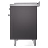 ILVE Professional Plus II 48-inch Natural Gas Dual Fuel Range with 5 Burners, Griddle, & French Top with Triple Glass Door Oven in Matte Graphite (UP48FSWMPMG)