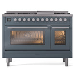 ILVE 48-Inch Professional Plus II Freestanding Natural Gas Dual Fuel Range with 8 Sealed Burner in Blue Grey (UP48FWMPBG)