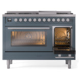 ILVE 48-Inch Professional Plus II Freestanding Natural Gas Dual Fuel Range with 8 Sealed Burner in Blue Grey (UP48FWMPBG)