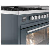 ILVE 48-Inch Professional Plus II Freestanding Natural Gas Dual Fuel Range with 8 Sealed Burner in Blue Grey (UP48FWMPBG)