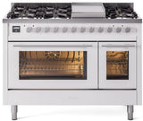 ILVE 48-Inch Professional Plus II Freestanding Natural Gas Dual Fuel Range with 8 Sealed Burner in White (UP48FWMPWH)