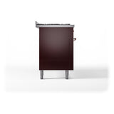 ILVE 60-Inch Nostalgie II Natural Gas Dual Fuel Range with 9 Burners, Griddle and Triple Glass Door Oven in Burgundy with Copper Trim (UP60FNMPBUP)