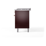 ILVE 60-Inch Nostalgie II Natural Gas Dual Fuel Range with 9 Burners, Griddle and Triple Glass Door Oven in Burgundy with Copper Trim (UP60FNMPBUP)