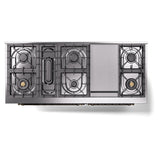 ILVE 60-Inch Nostalgie II Natural Gas Dual Fuel Range with 9 Burners, Griddle and Triple Glass Door Oven in Emerald Green with Bronze Trim (UP60FNMPEGB)