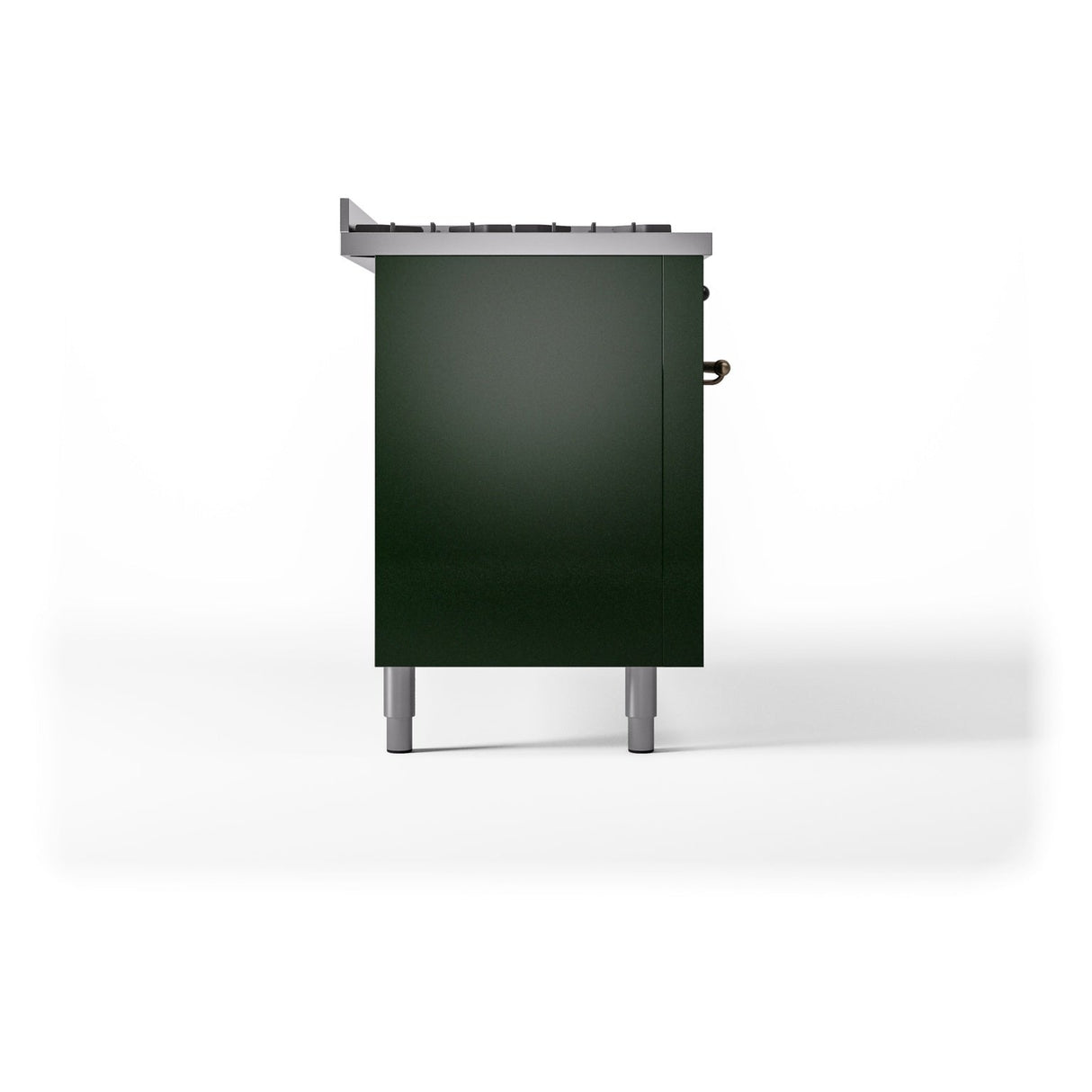ILVE 60-Inch Nostalgie II Natural Gas Dual Fuel Range with 9 Burners, Griddle and Triple Glass Door Oven in Emerald Green with Bronze Trim (UP60FNMPEGB)