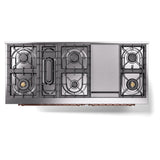 ILVE 60-Inch Nostalgie II Propane Gas Dual Fuel Range with 9 Burners, Griddle and Triple Glass Door Oven in Custom RAL with Copper Trim (UP60FNMPRAPLP)