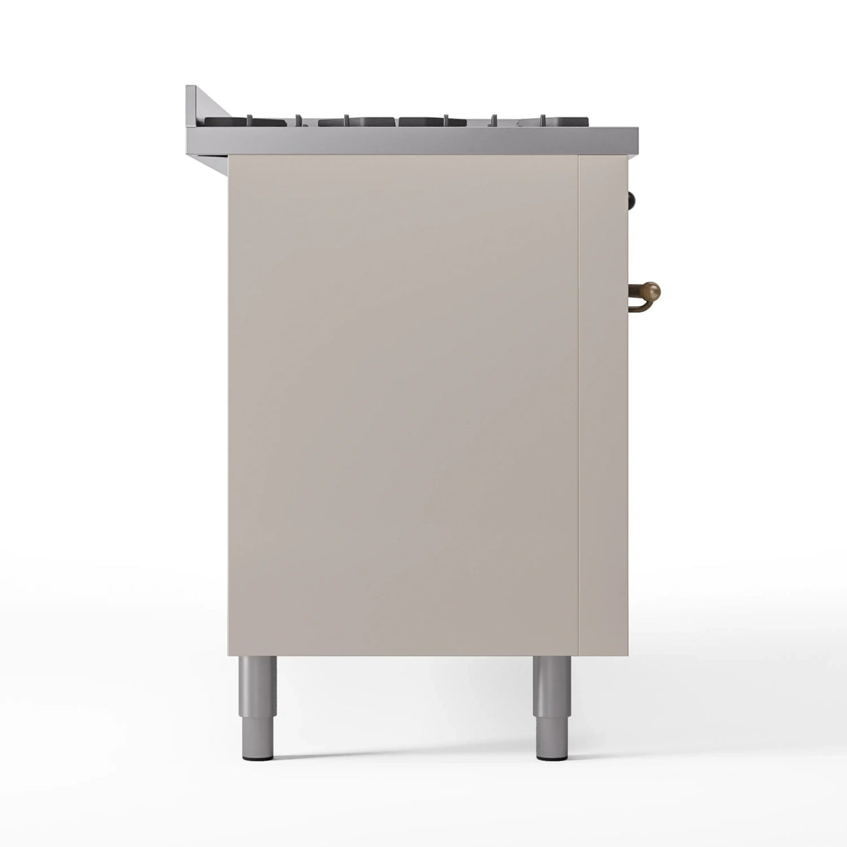 ILVE 60-Inch Nostalgie II Natural Gas Dual Fuel Range with 9 Burners, Griddle and Triple Glass Door Oven in Antique White with Bronze Trim (UP60FNMPAWB)
