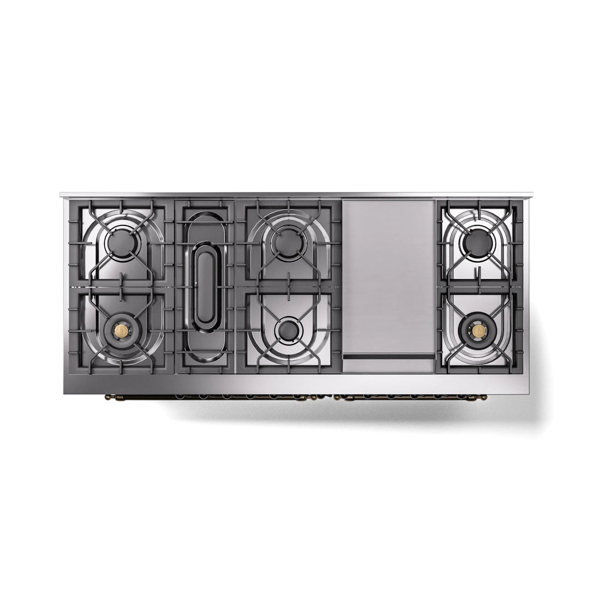 ILVE 60-Inch Nostalgie II Propane Gas Dual Fuel Range with 9 Burners, Griddle and Triple Glass Door Oven in Blue Grey with Bronze Trim (UP60FNMPBGBLP)