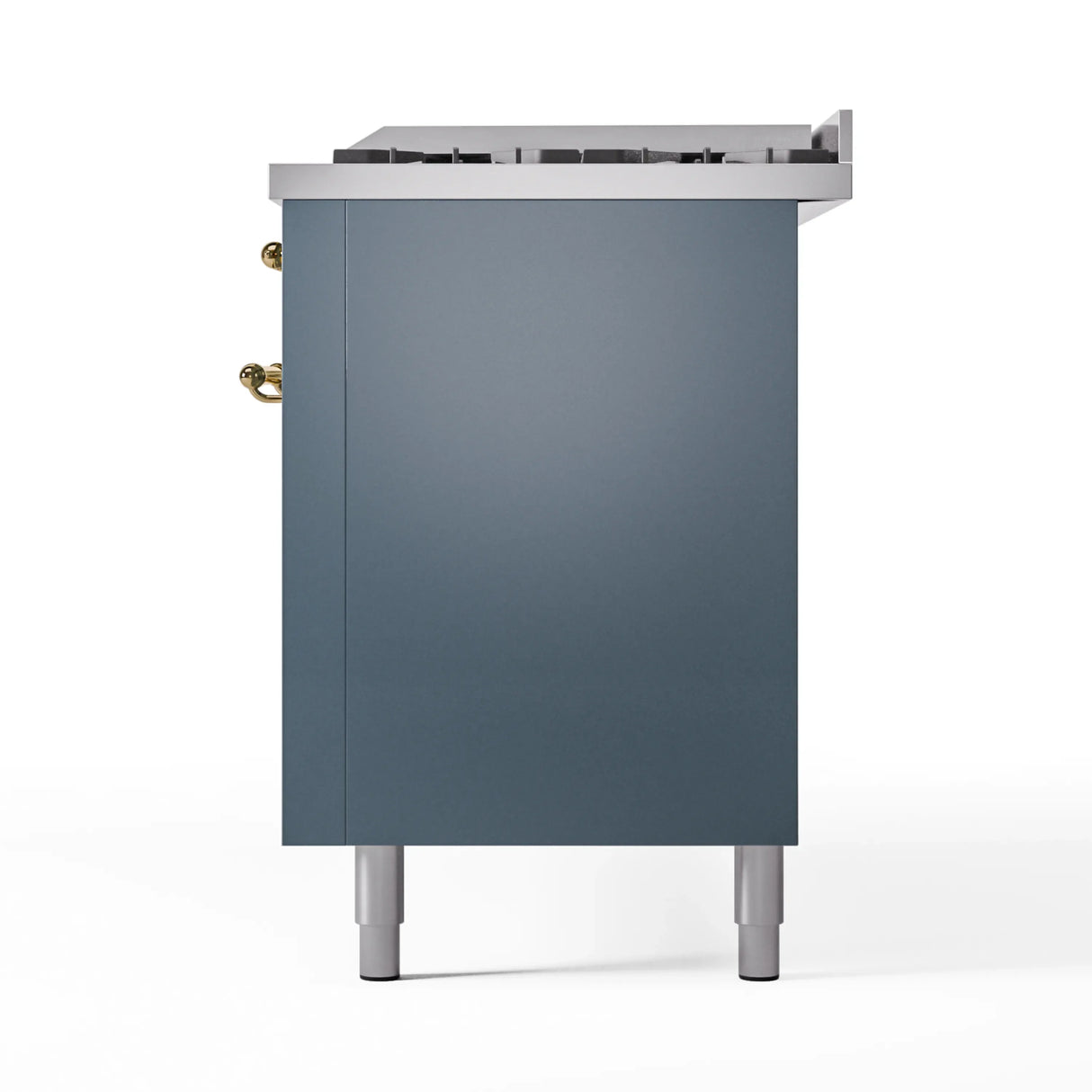 ILVE Nostalgie II 60-Inch Freestanding Natural Gas Dual Fuel Range in Blue Grey with Brass Trim (UP60FNMPBGG)