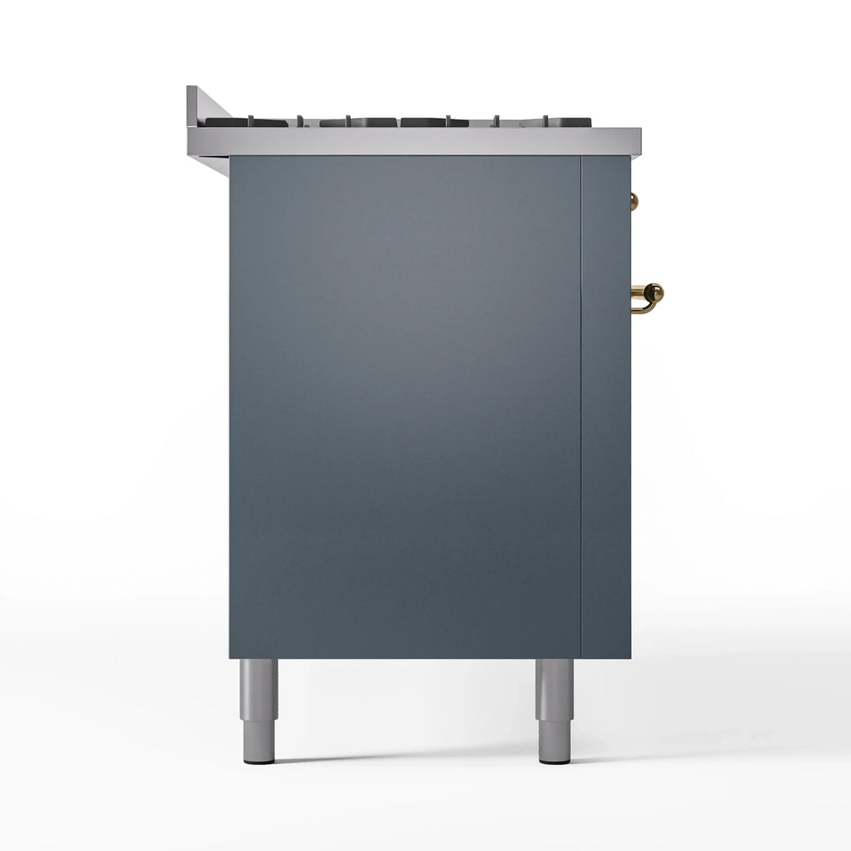 ILVE Nostalgie II 60-Inch Freestanding Natural Gas Dual Fuel Range in Blue Grey with Brass Trim (UP60FNMPBGG)