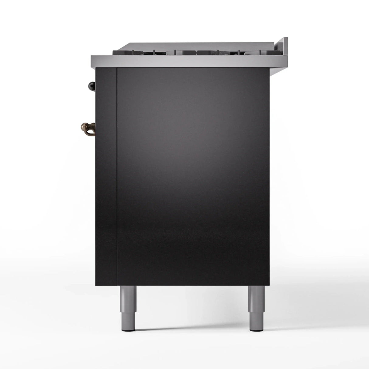 ILVE 60-Inch Nostalgie II Propane Gas Dual Fuel Range with 9 Burners, Griddle and Triple Glass Door Oven in Glossy Black with Bronze Trim (UP60FNMPBKBLP)