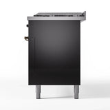 ILVE 60-Inch Nostalgie II Propane Gas Dual Fuel Range with 9 Burners, Griddle and Triple Glass Door Oven in Glossy Black with Bronze Trim (UP60FNMPBKBLP)