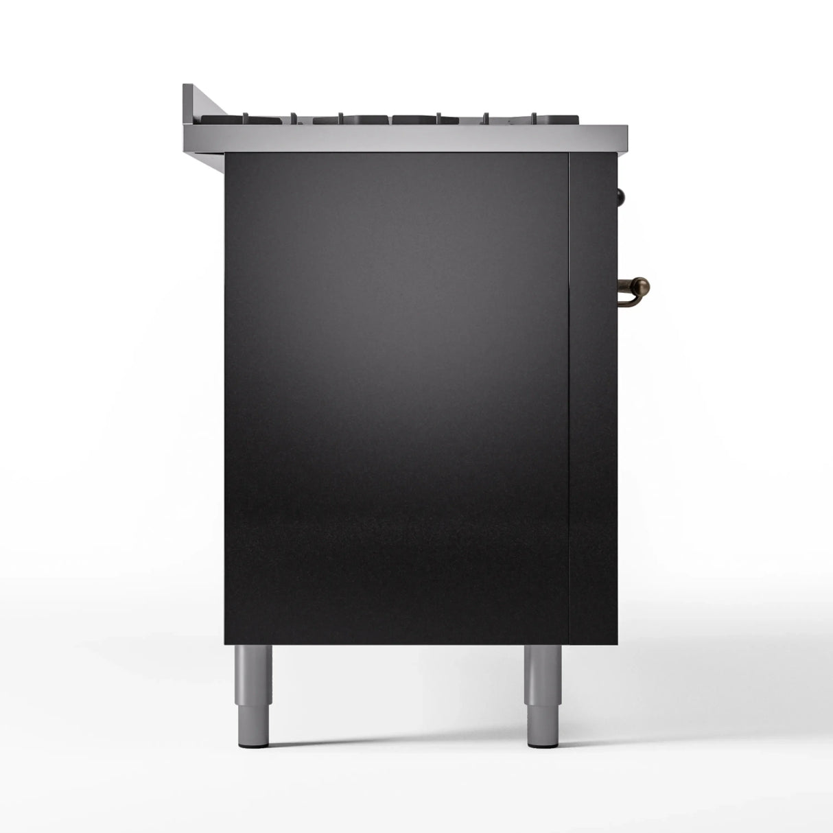 ILVE 60-Inch Nostalgie II Propane Gas Dual Fuel Range with 9 Burners, Griddle and Triple Glass Door Oven in Glossy Black with Bronze Trim (UP60FNMPBKBLP)