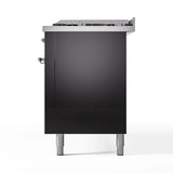 ILVE 60-Inch Nostalgie II Propane Gas Dual Fuel Range with 9 Burners, Griddle and Triple Glass Door Oven in Glossy Black with Chrome Trim (UP60FNMPBKCLP)
