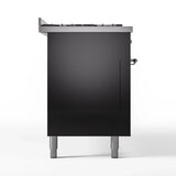 ILVE 60-Inch Nostalgie II Propane Gas Dual Fuel Range with 9 Burners, Griddle and Triple Glass Door Oven in Glossy Black with Chrome Trim (UP60FNMPBKCLP)