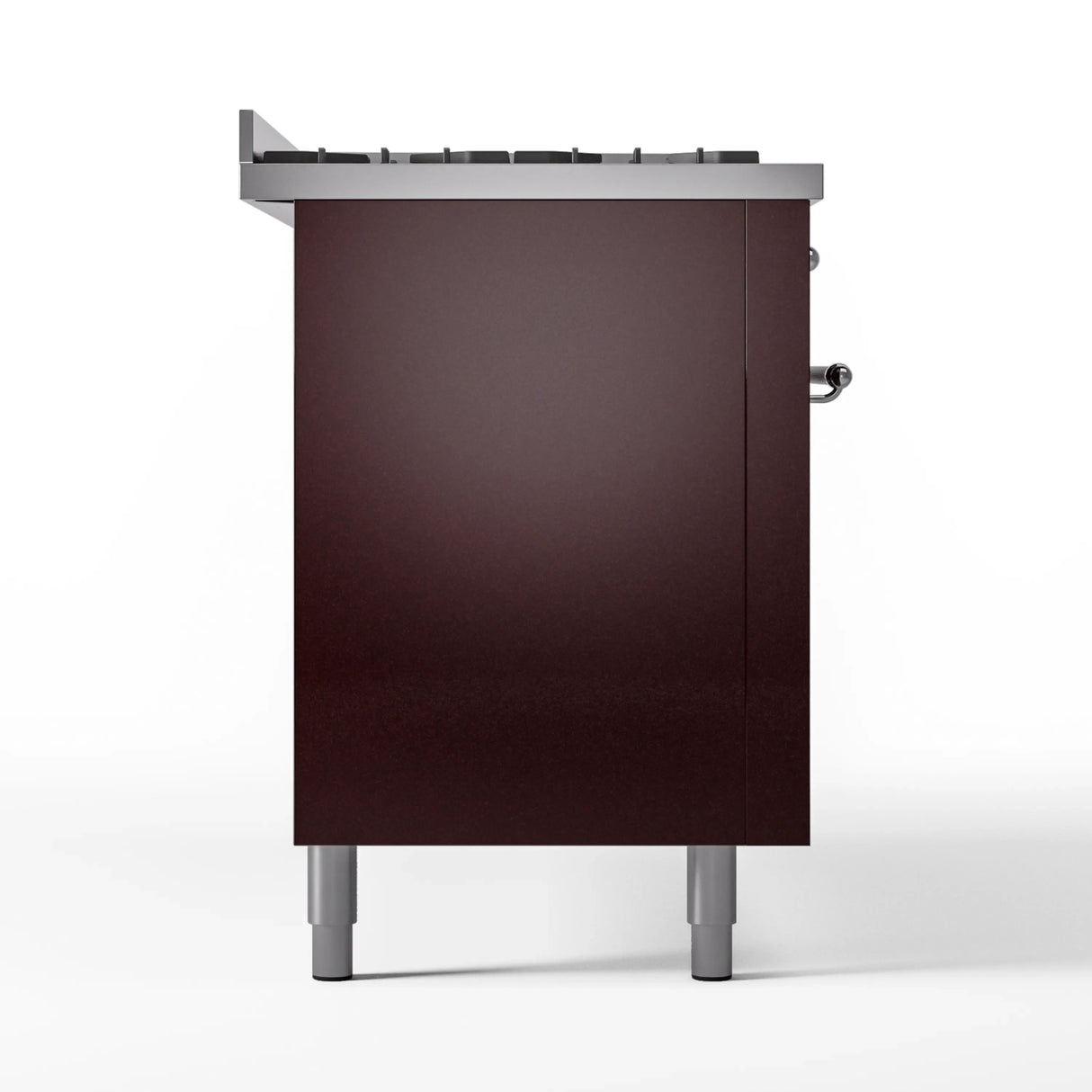 ILVE 60-Inch Nostalgie II Natural Gas Dual Fuel Range with 9 Burners, Griddle and Triple Glass Door Oven in Burgundy with Chrome Trim (UP60FNMPBUC)