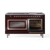 ILVE 60-Inch Nostalgie II Noblesse Natural Gas Dual Fuel Range   in Burgundy with Copper Trim (UN60FNMPBUP)