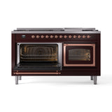 ILVE 60-Inch Nostalgie II Noblesse Natural Gas Dual Fuel Range   in Burgundy with Copper Trim (UN60FNMPBUP)