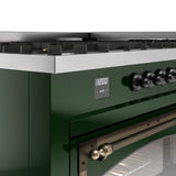 ILVE 60-Inch Nostalgie II Noblesse Natural Gas Dual Fuel Range   in Emerald Green with Bronze Trim (UN60FNMPEGB)